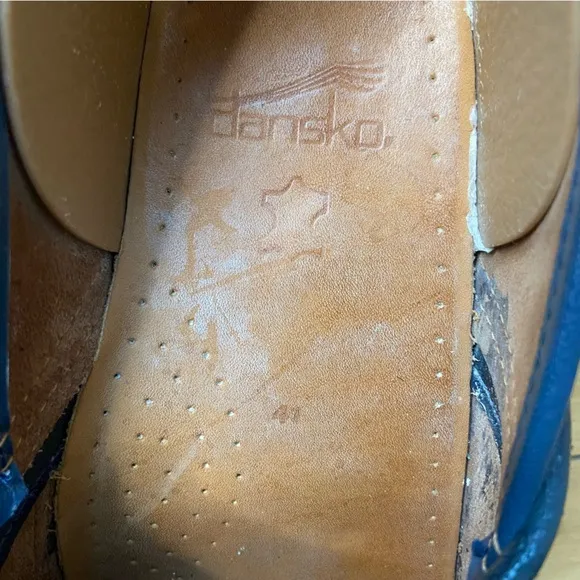Dansko Blue Denim Clogs Womens 41 (9.5) Slip Resistant Work Shoes Made in Poland