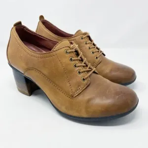 Dansko Brown Nubuck Leather Block Heel Oxfords Lace Up Women's Size EU 38 EUC