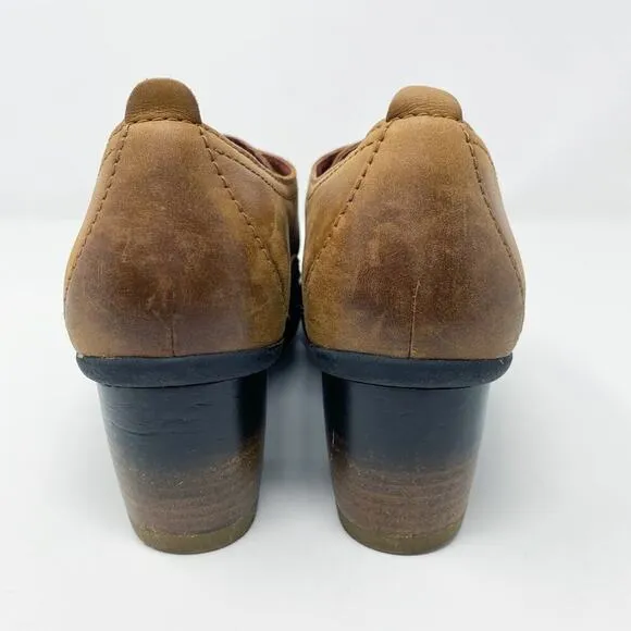 Dansko Brown Nubuck Leather Block Heel Oxfords Lace Up Women's Size EU 38 EUC