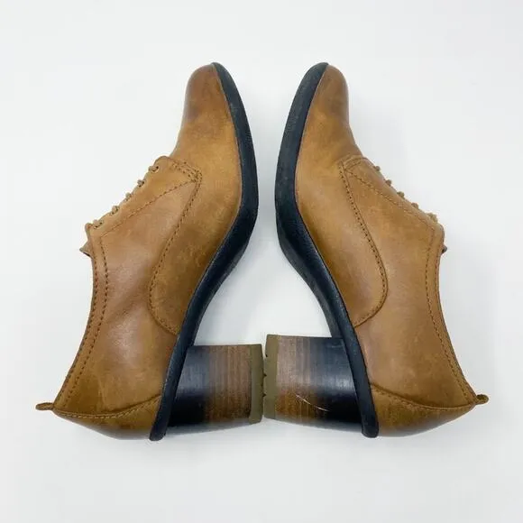 Dansko Brown Nubuck Leather Block Heel Oxfords Lace Up Women's Size EU 38 EUC