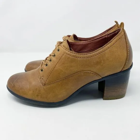 Dansko Brown Nubuck Leather Block Heel Oxfords Lace Up Women's Size EU 38 EUC