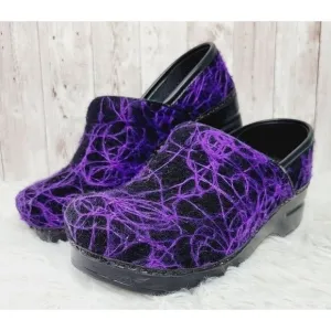 Dansko Clogs Purple Swirl, Purple Wave, Size EU36, Felted Wool Clog
