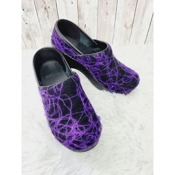Dansko Clogs Purple Swirl, Purple Wave, Size EU36, Felted Wool Clog