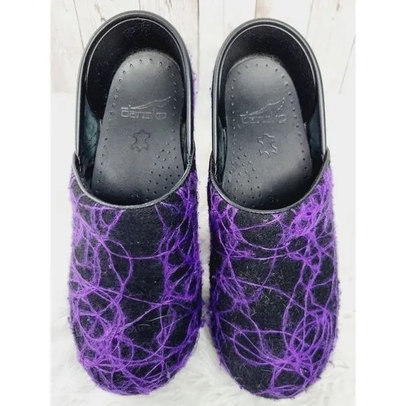 Dansko Clogs Purple Swirl, Purple Wave, Size EU36, Felted Wool Clog