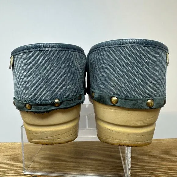 Dansko Denim Clogs Womens 37 Studded Embroidered Professional Comfort Shoes