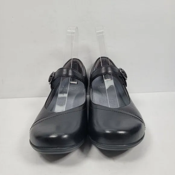 Dansko Fawna Milled Nappa Women's Black Leather Mary Jane Shoes US Size 5.5 EU36