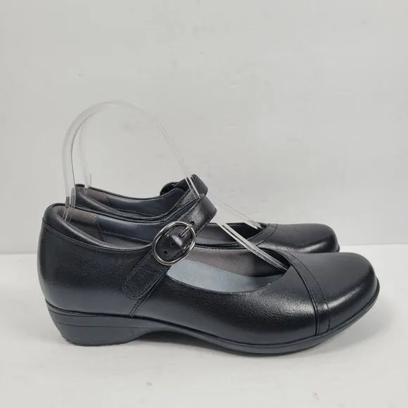Dansko Fawna Milled Nappa Women's Black Leather Mary Jane Shoes US Size 5.5 EU36