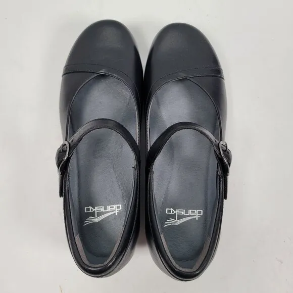 Dansko Fawna Milled Nappa Women's Black Leather Mary Jane Shoes US Size 5.5 EU36
