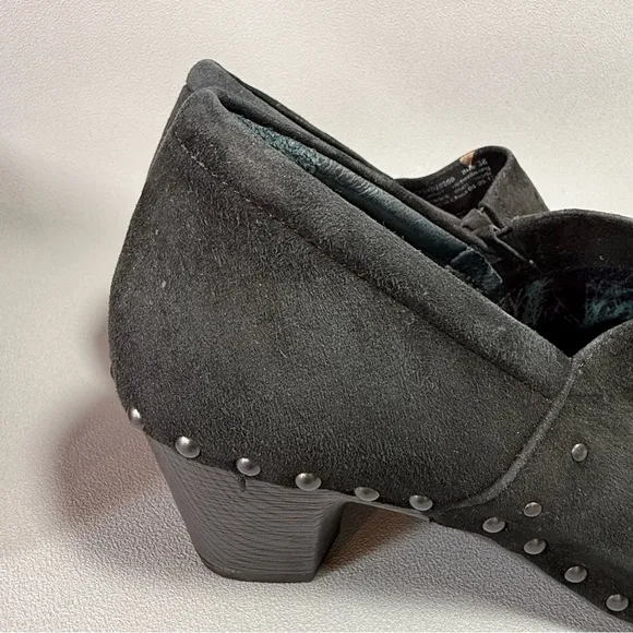 Dansko Harlow Burnished Black Suede Leather Studded Mule Clogs EU38