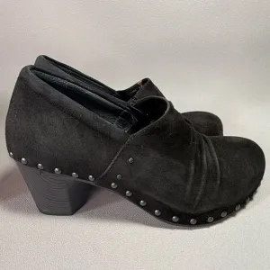 Dansko Harlow Burnished Black Suede Leather Studded Mule Clogs EU38