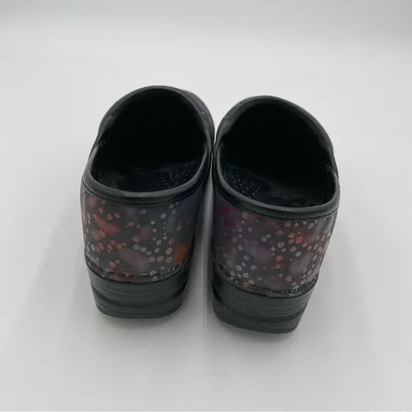 Dansko Leather Polka Dot Dewdrop Slip On Comfort Clogs Work Shoes Size 6.5-7