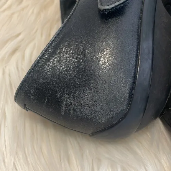 Dansko leather Velcro black round toe slip on clogs nurse business shoes sz 39