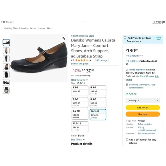 Dansko Mary Jane Clog 41 Callista  Shoe Strap Comfort Modest Work Office 10.5-11