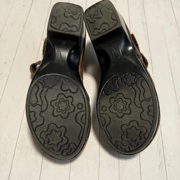 Dansko Mary Jane Shoes Women’s Size 41 Brown Leather Comfort Wedge Heel Strap