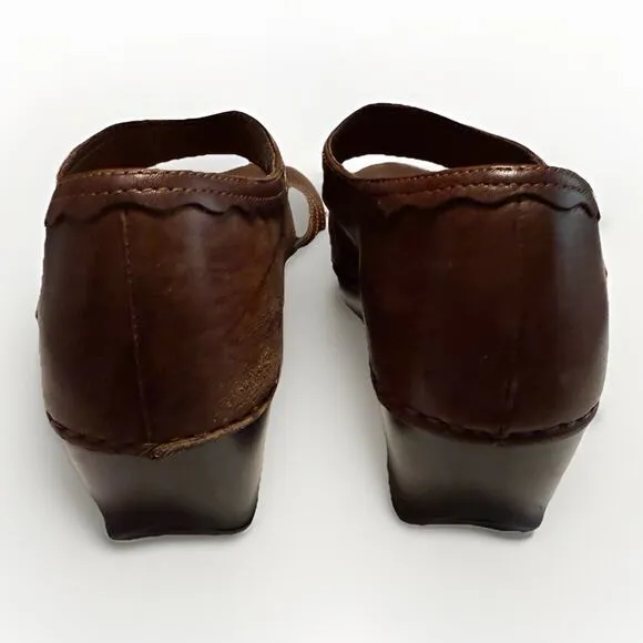 Dansko Mary Jane Shoes Women’s Size 41 Brown Leather Comfort Wedge Heel Strap
