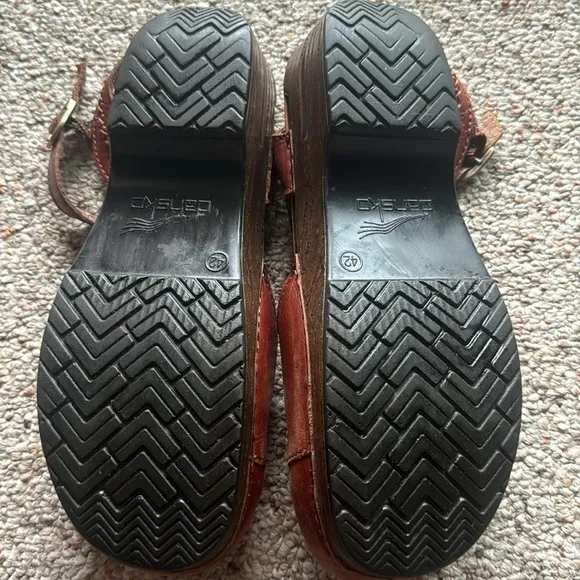 Dansko Mary Jane Slingback Sandals Clogs Shoe Size 42 Tan Leather - Closed Toe