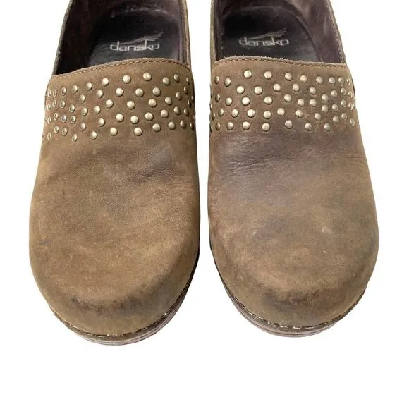 Dansko Mavis studded leather clogs Sz 37 brown