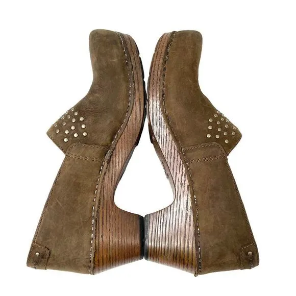 Dansko Mavis studded leather clogs Sz 37 brown