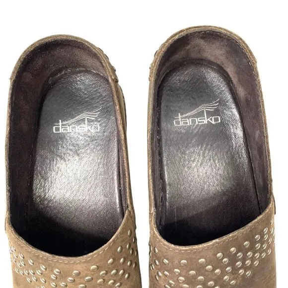Dansko Mavis studded leather clogs Sz 37 brown