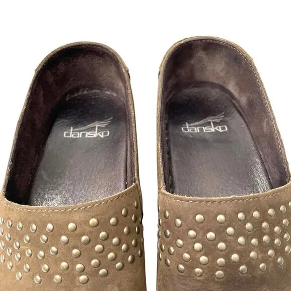 Dansko Mavis studded leather clogs Sz 37 brown