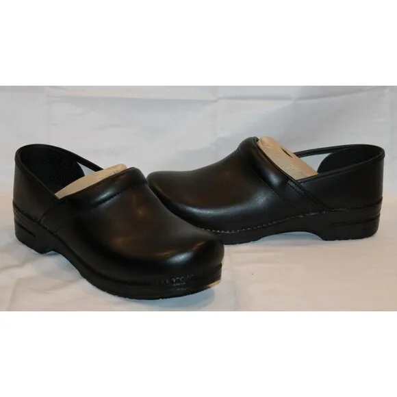 DANSKO MEN'S PROFESSIONAL SLIP-ON CLOGS ARCH SUPPORT 47 US 13.5-14 BLACK LEATHER