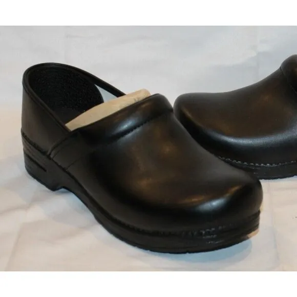 DANSKO MEN'S PROFESSIONAL SLIP-ON CLOGS ARCH SUPPORT 47 US 13.5-14 BLACK LEATHER