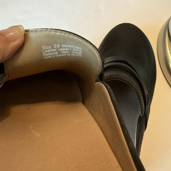 Dansko Mules Sz 8.5-9 Black Leather Penny Loafer Slip On Clog Comfort Work