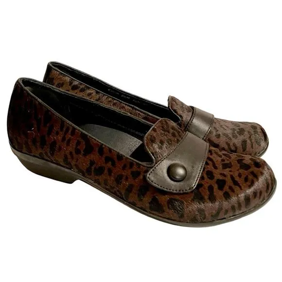 Dansko Olena Cheetah Print Calf Fur Flat Shoes Size 38 US Size 7.5 - 8