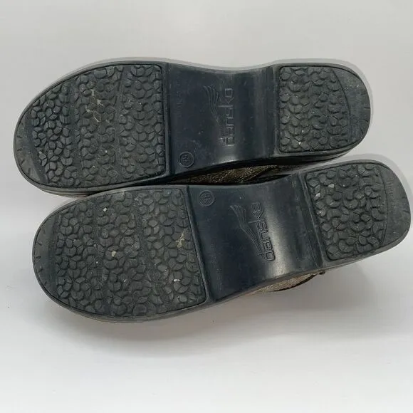 Dansko Pro XP Professional Clogs Women's Size‎ 7.5, Gold, Brown Floral Medallion