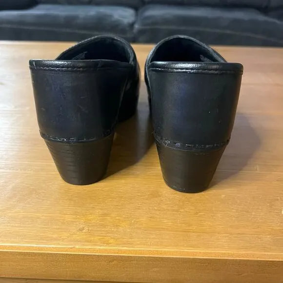 Dansko Professional Black Leather Clogs Heels EU 36