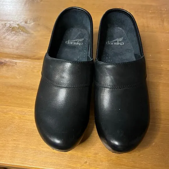 Dansko Professional Black Leather Clogs Heels EU 36