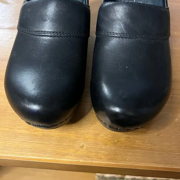 Dansko Professional Black Leather Clogs Heels EU 36