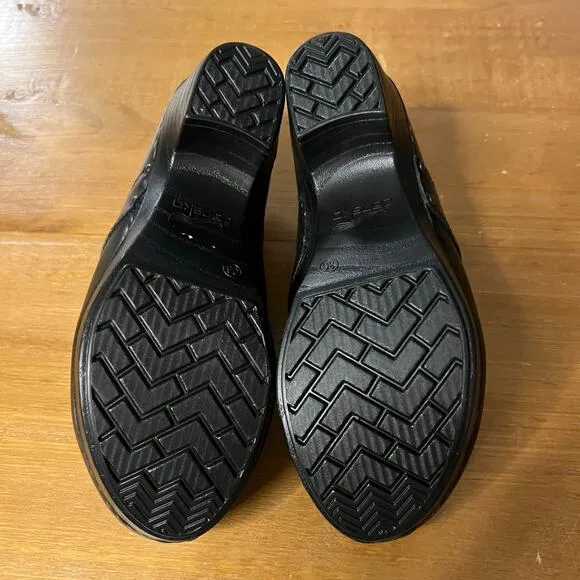 Dansko Professional Black Leather Clogs Heels EU 36