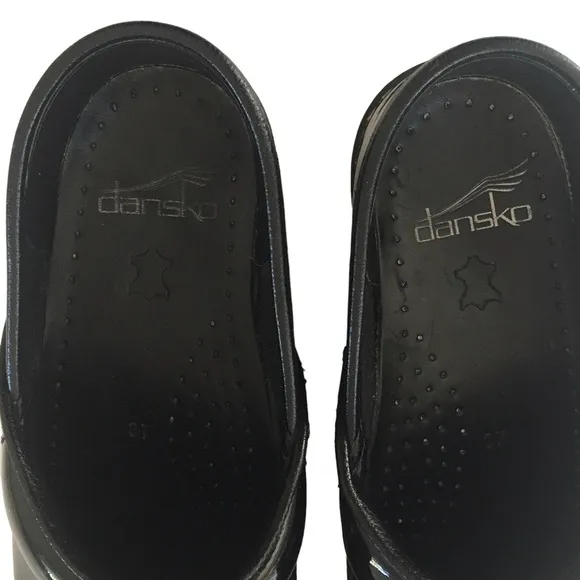 Dansko Professional Black Patent Leather Clogs | 37