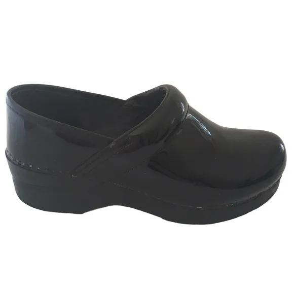 Dansko Professional Black Patent Leather Clogs | 37