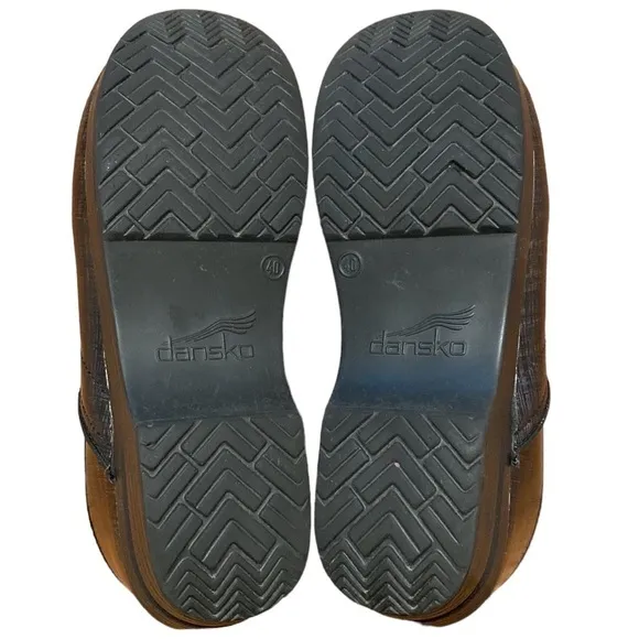 Dansko Professional Leather Black Linen Clogs
