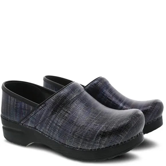 Dansko Professional Leather Black Linen Clogs