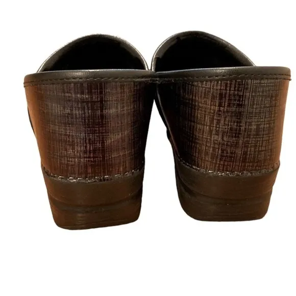 Dansko Professional Leather Black Linen Clogs
