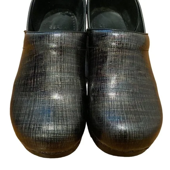 Dansko Professional Leather Black Linen Clogs