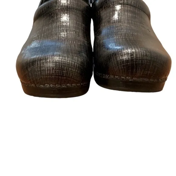 Dansko Professional Leather Black Linen Clogs