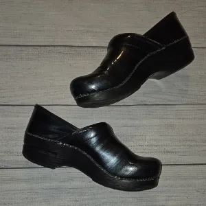 Dansko Professional Metallic Patent Leather Clogs Blue/Gray/Black Size EU 37