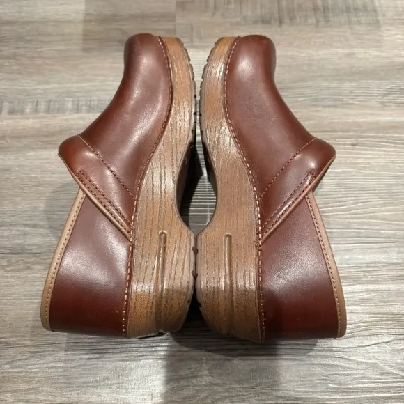 Dansko Professional Saddle Full Grain Leather Slip On Clogs