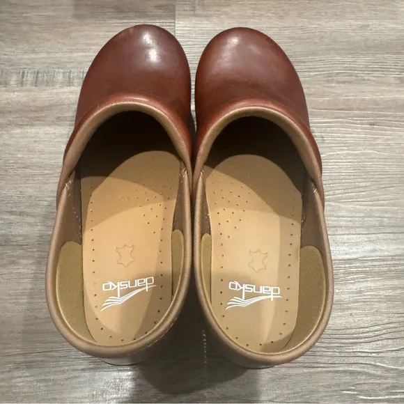 Dansko Professional Saddle Full Grain Leather Slip On Clogs