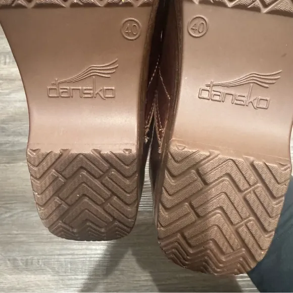 Dansko Professional Saddle Full Grain Leather Slip On Clogs