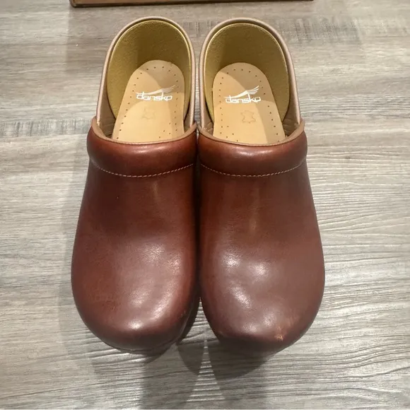 Dansko Professional Saddle Full Grain Leather Slip On Clogs