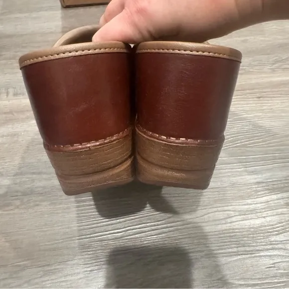 Dansko Professional Saddle Full Grain Leather Slip On Clogs