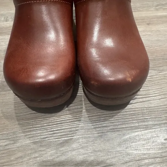 Dansko Professional Saddle Full Grain Leather Slip On Clogs