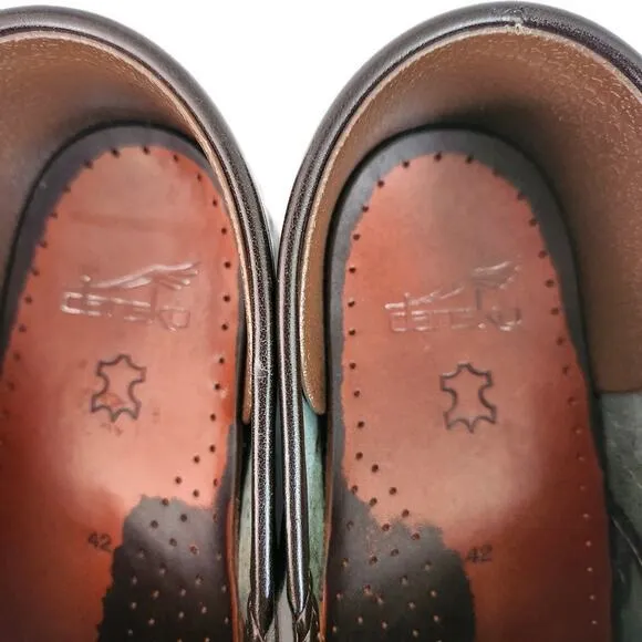 Dansko Professional Women's Brown Patent Leather Floral Paisley Clogs 11