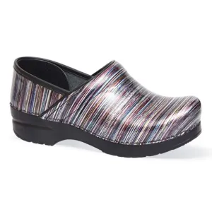 Dansko Professional Multicolor Striped Patent Work Clogs Sz 37/US 6.5-7