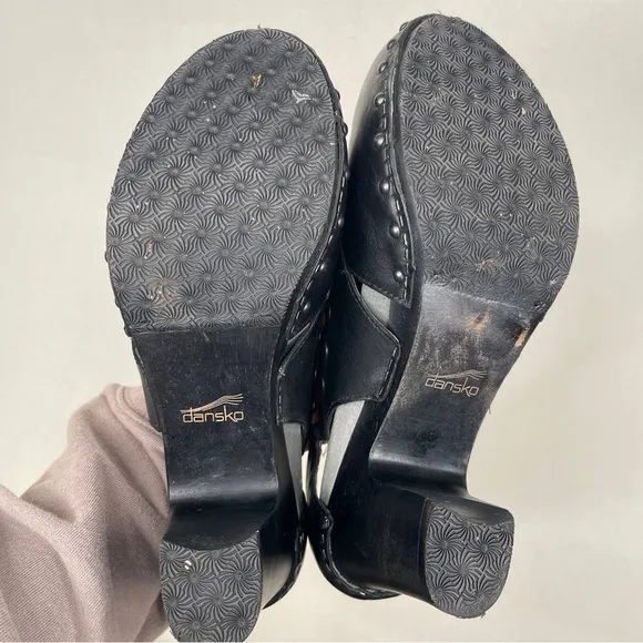 Dansko Ryder Studded Leather Heels Black Size 40